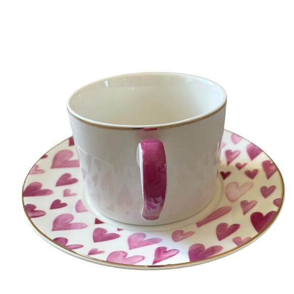 Grace Teaware Teacup & Saucer Pink & Purple Hearts Valentine's Day New - Picture 6 of 16